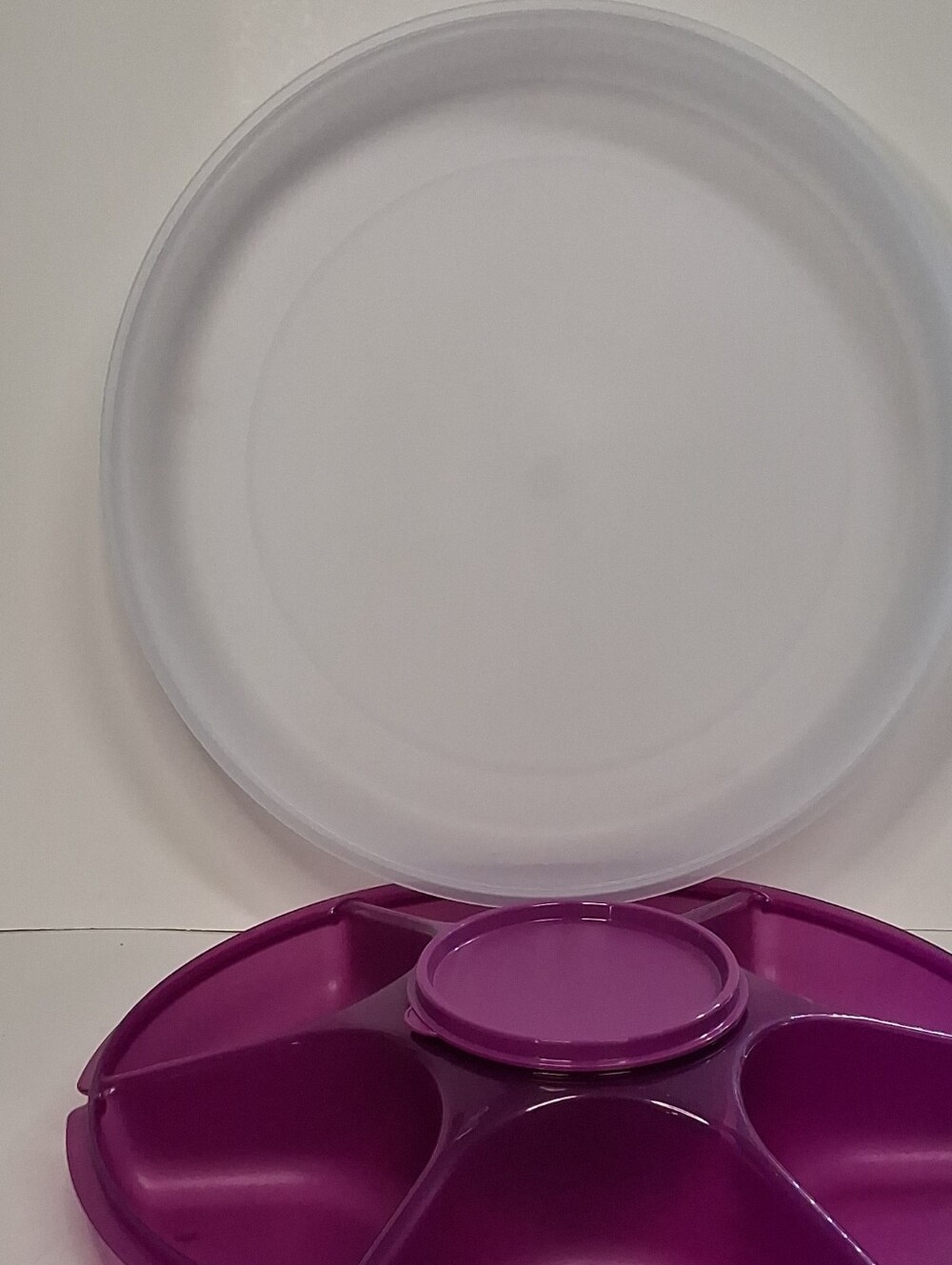 Tupperware Purple Snack Tray with White Lid